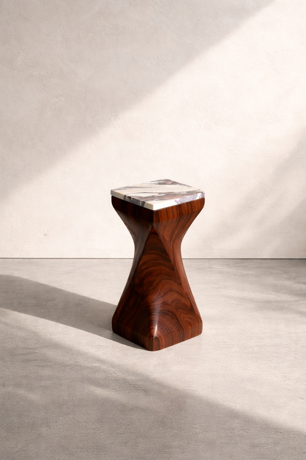 Viola Side Table | Sculptural Marble & Walnut Side Table | Forms