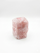 Raw Solid Rose Quartz Tea Light Pillar – 6" Tall