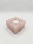 Solid Rose Quartz Tea Light Form - Cube