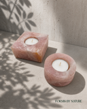 Solid Rose Quartz Tea Light Form - Round